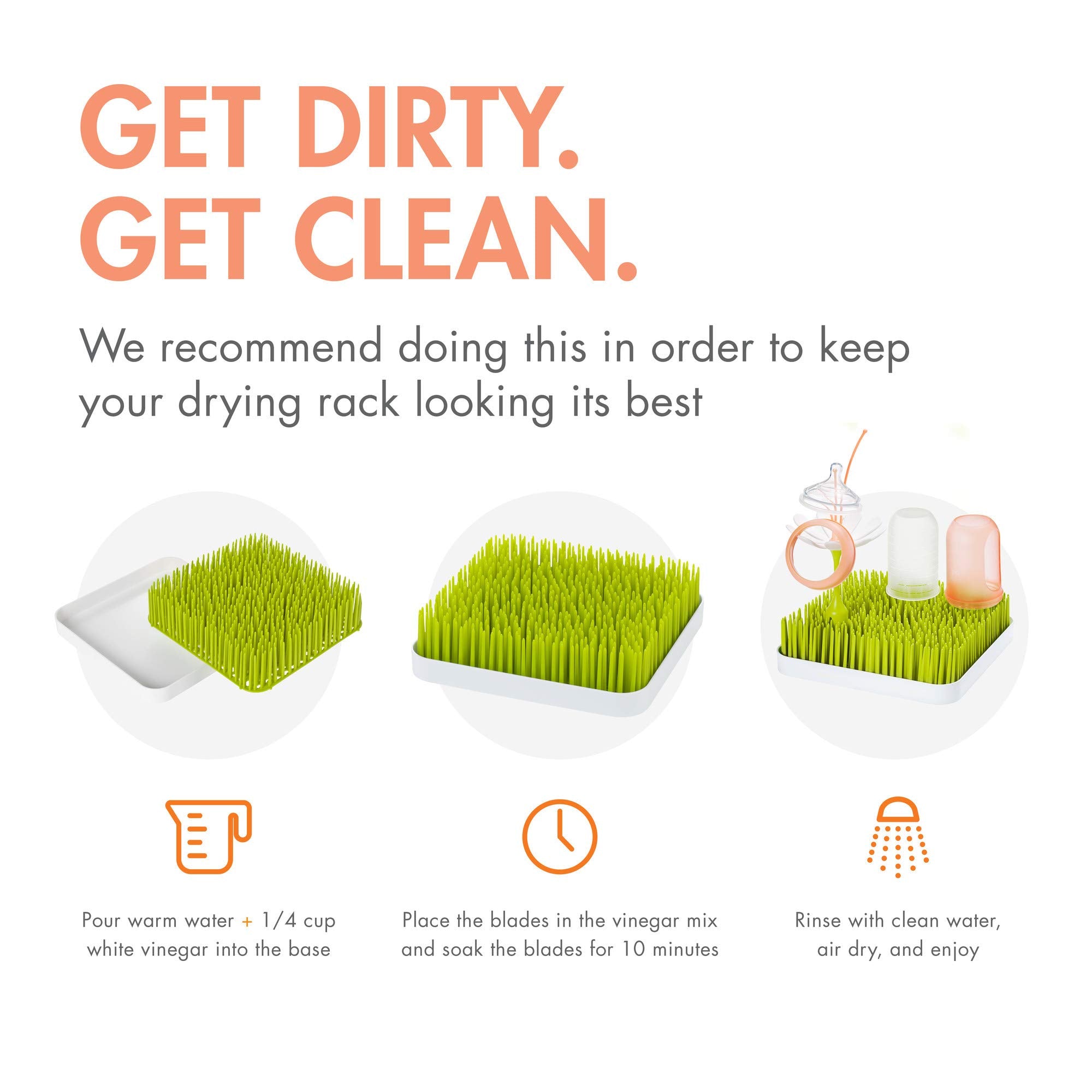 Boon Lawn Countertop Baby Bottle Drying Rack with Antimicrobial Tray - Spring Green - Bottle Rack and Organizer - Baby Feeding Essentials - 13.5 x 11 x 2.5 - 1 Count