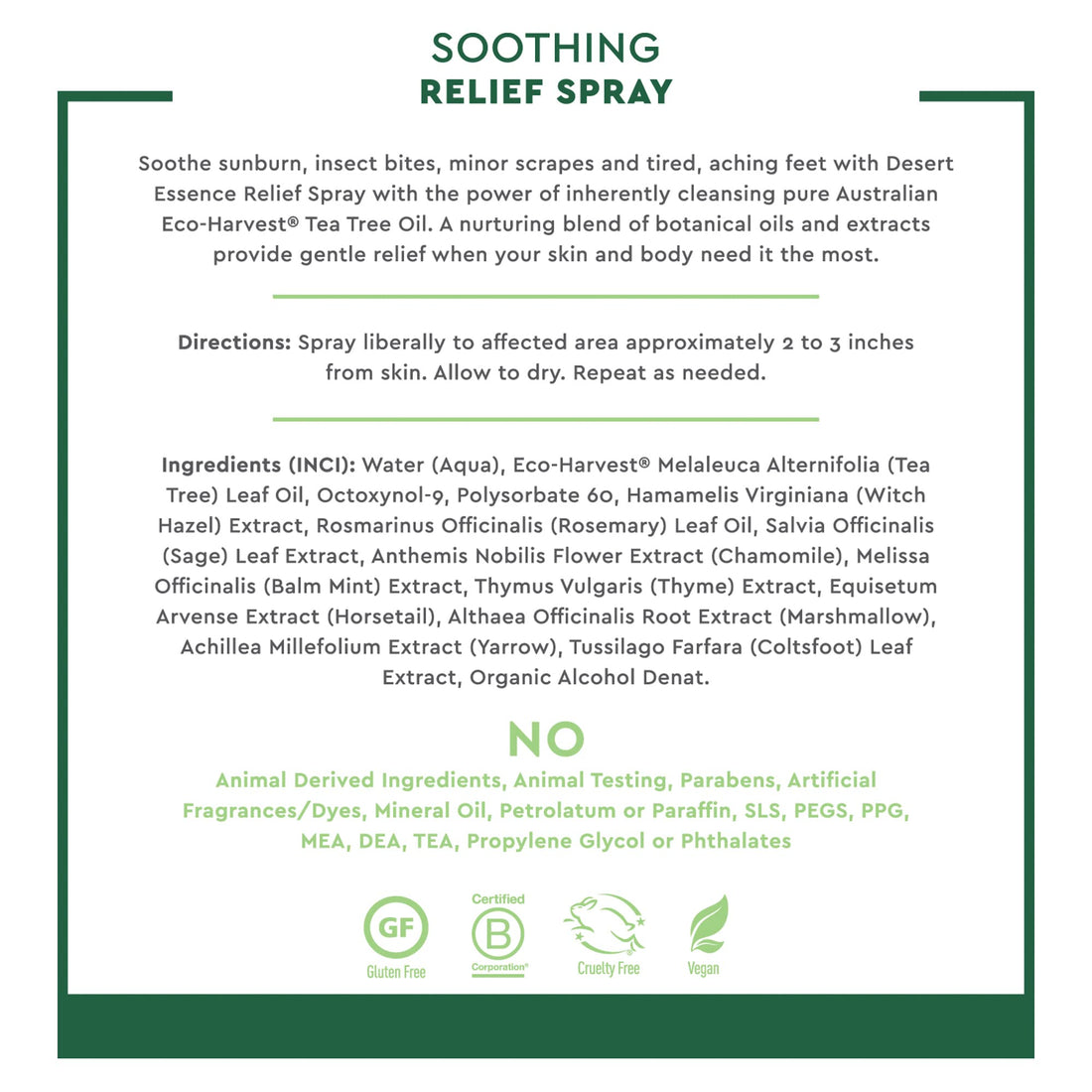 Desert Essence Relief Spray - 4 Fl Ounce - Pack of 2 - Eco-Harvest Tea Tree Oil & Other Essential Oils - Natural First Aid - Minor Burns - Sunburn - Insect Bites - Scrapes