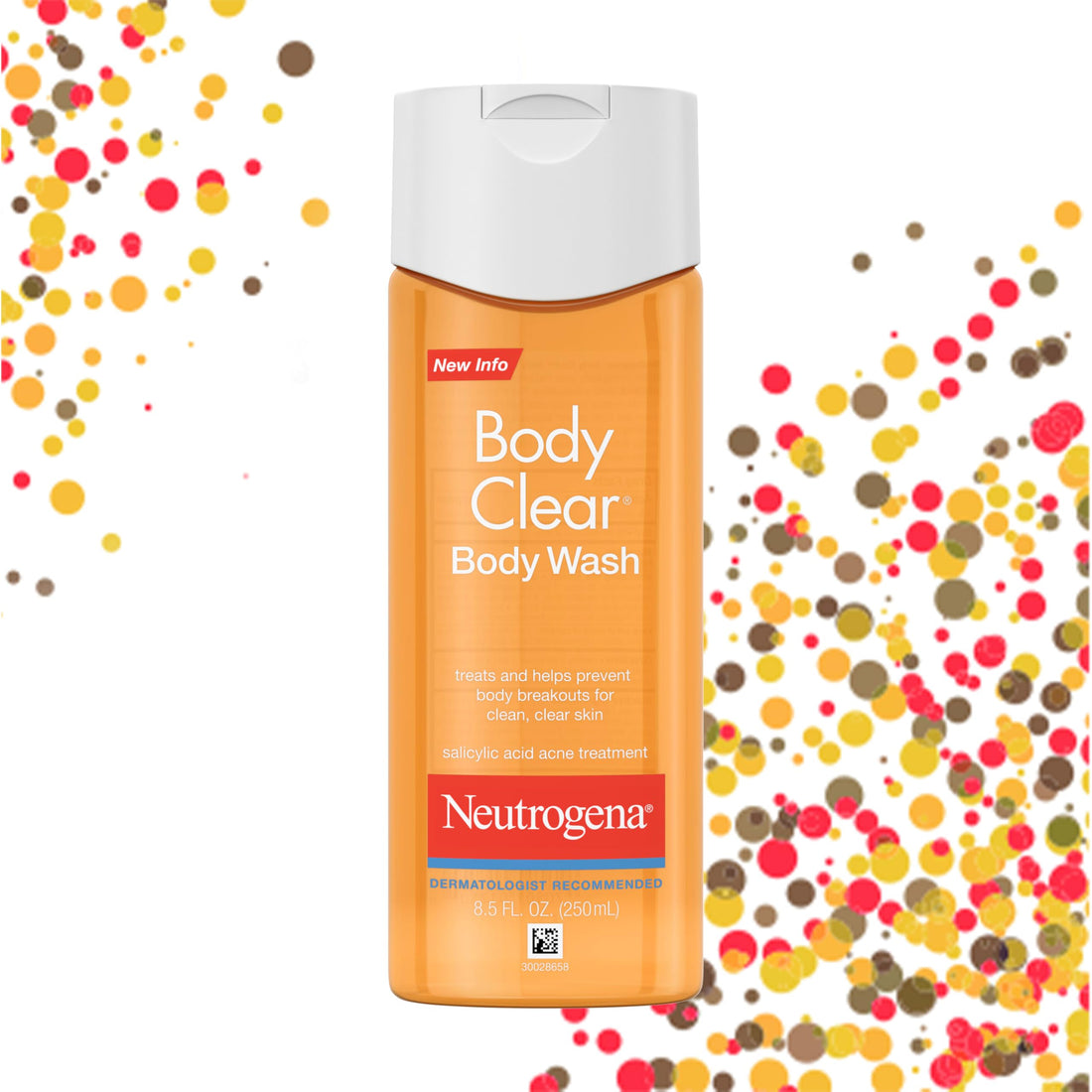 Neutrogena Body Clear Acne Body Wash with Glycerin & 2% Salicylic Acid Acne Medication to Help Treat Breakouts on Back, Chest & Shoulders, Non-Comedogenic, 8.5 fl. Oz, 6 Pack