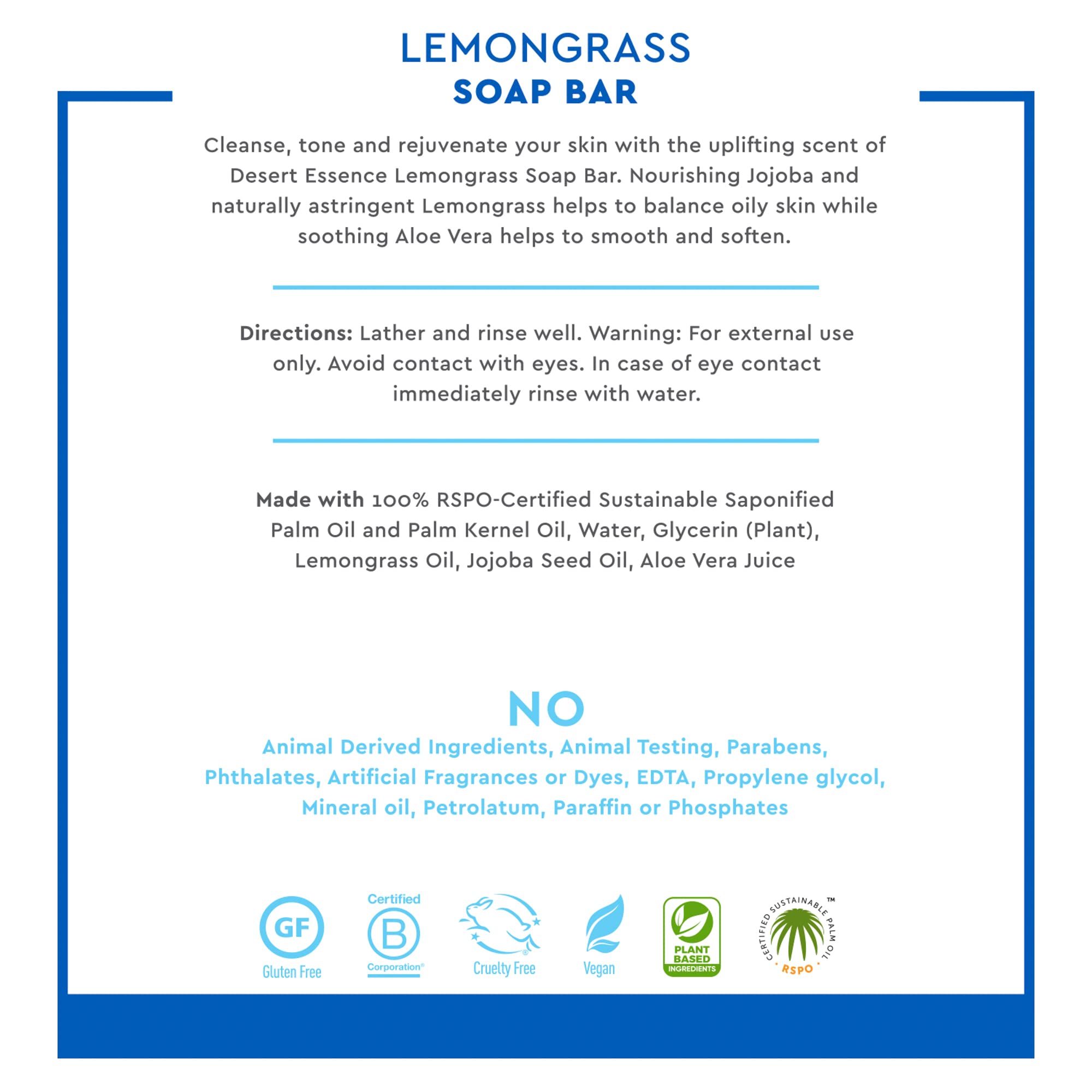 Desert Essence Bar Soap, Lemongrass, 5 Ounce