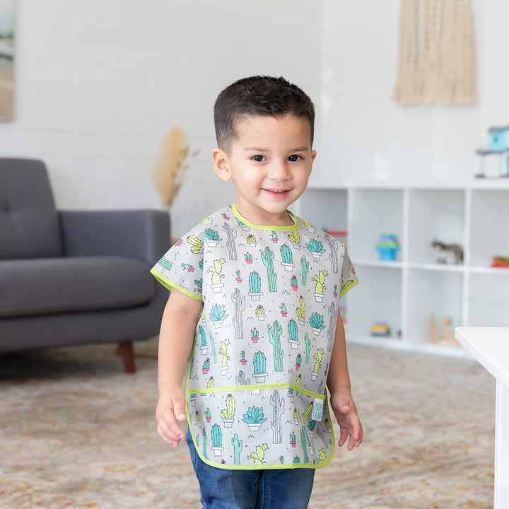 Bumkins Bibs, Baby and Toddler Bibs, Bibs for Girls and Boys, Large for 1-3 Years, Short Sleeve Bib for Kids, Mess Proof Lightweight Waterproof Fabric Bib