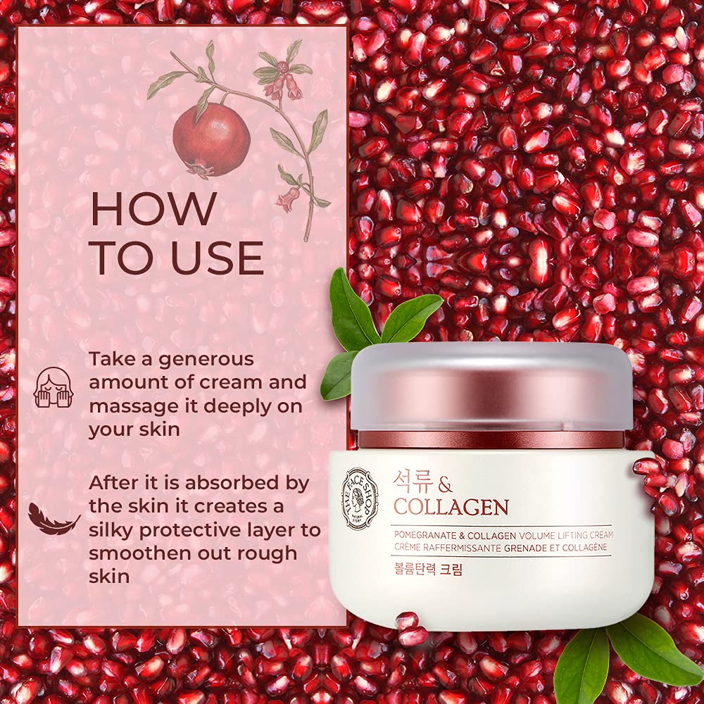 The Face Shop Pomegranate & Collagen Volume Lifting Eye Cream | Deep Revitalizing Cream for Elasticity, Firmness & Density | Anti-Aging Korean Moisturizer | Plump & Smoothen Your Skin, 3.38 Fl Oz