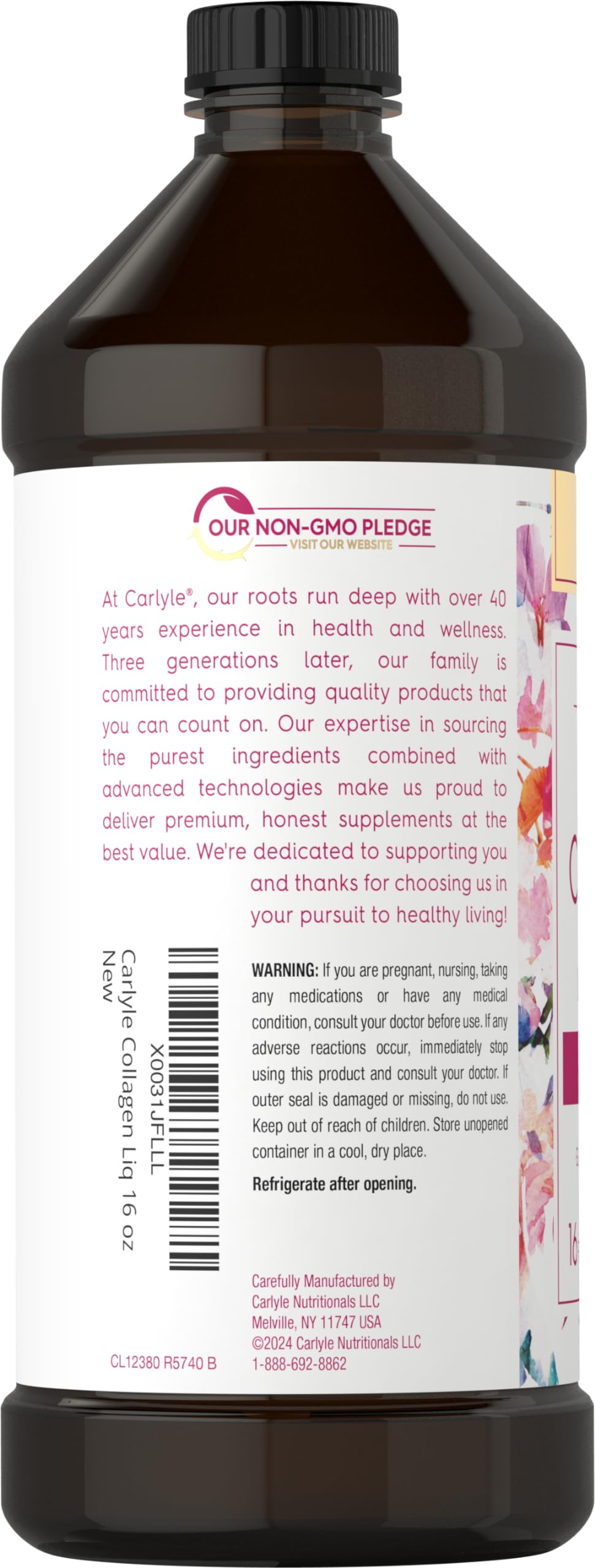 Carlyle Liquid Collagen 16 fl oz | with Biotin and Amino Acid Protein | Berry Flavor | Non-GMO, Gluten Free