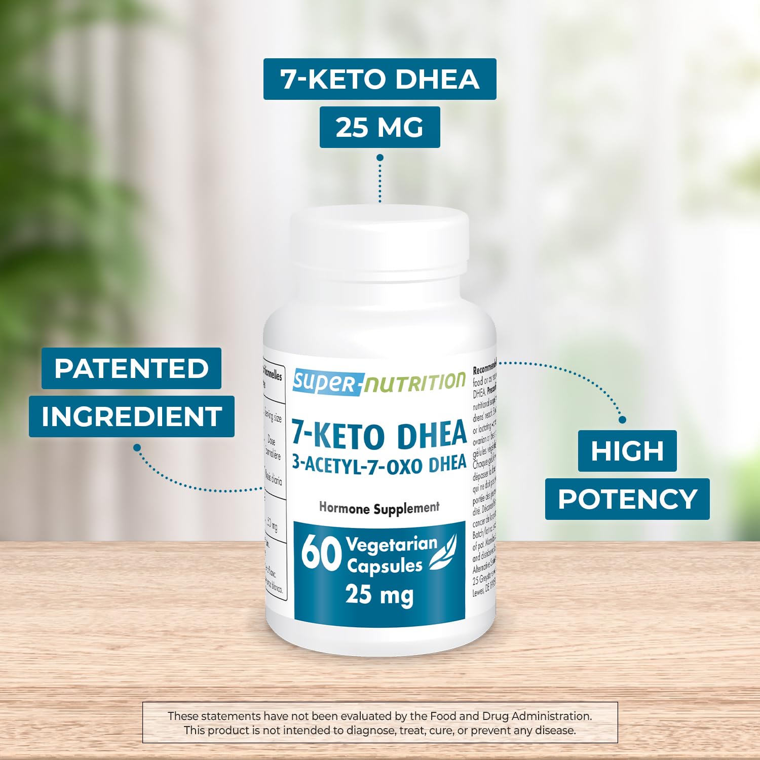 Supersmart 7-Keto DHEA 25mg - Advanced DHEA Metabolite Supplement | Non-GMO & Gluten Free - 60 Vegetarian Capsules