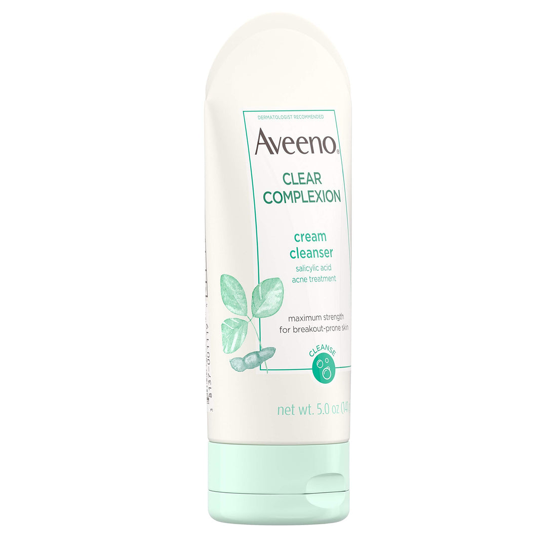 Aveeno Clear Complexion Cream Facial Cleanser with Salicylic Acid Acne Medicine, Face Wash with Soy Extract for Breakout Prone Skin, Hypoallergenic & Oil-Free, 5 fl. oz
