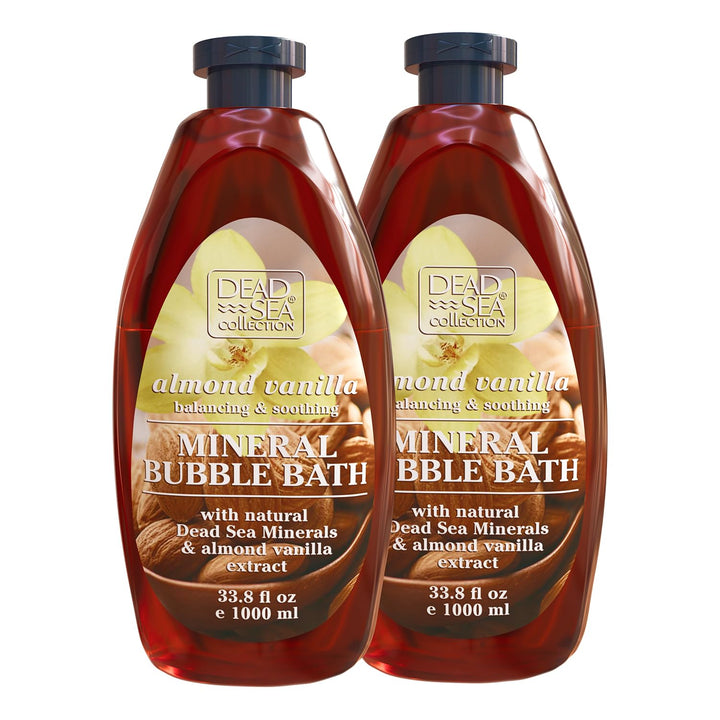 Dead Sea Collection Bubble Bath with Almond Vanilla for Women and Men - Sweet Almond Oil and Dead Sea Salt - Nourishing and Moisturizing Skin - Pack of 2 (67.6 fl.oz)