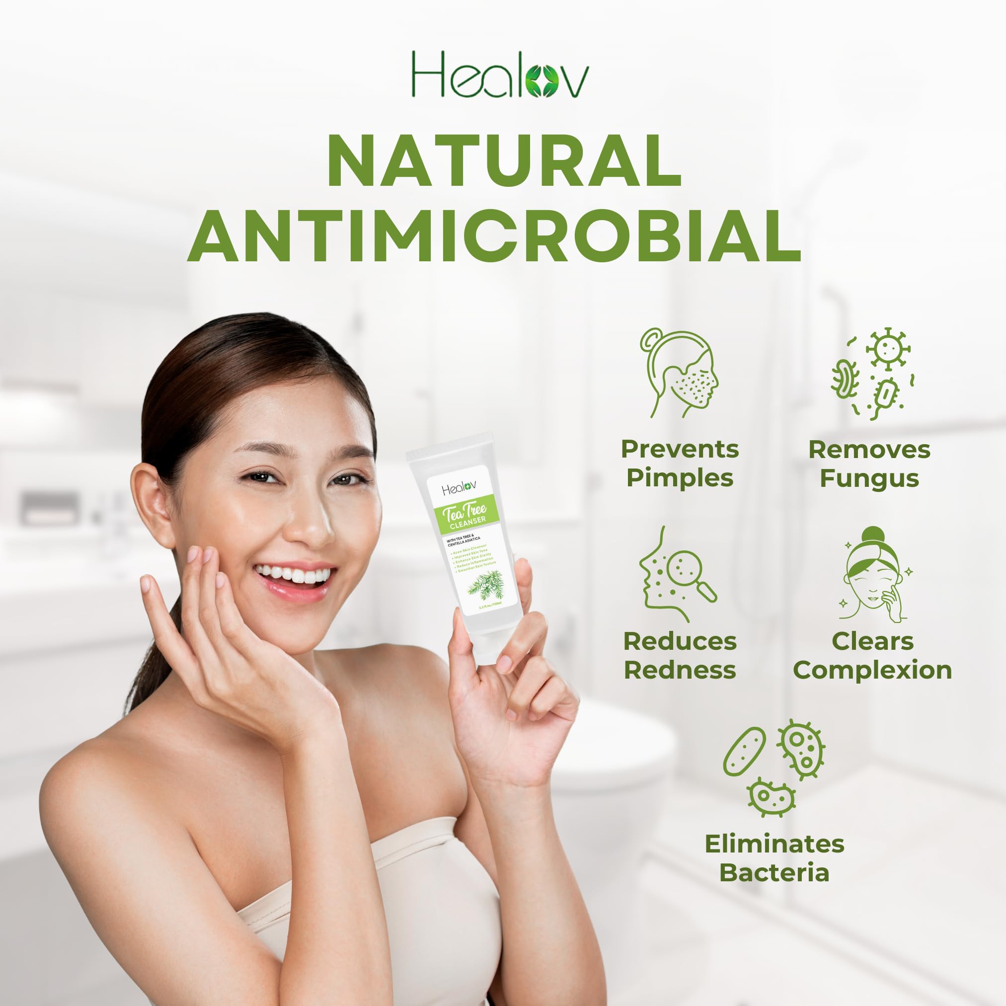 Tea Tree Face Wash – Natural Tea Tree Soap Exfoliating Facial Cleanser – Tea Tree Oil Fights Acne, Skin Irritation and Prevents Breakouts – Deeply Cleansing, Hydrating Liquid Soap for Calm Fresh Skin