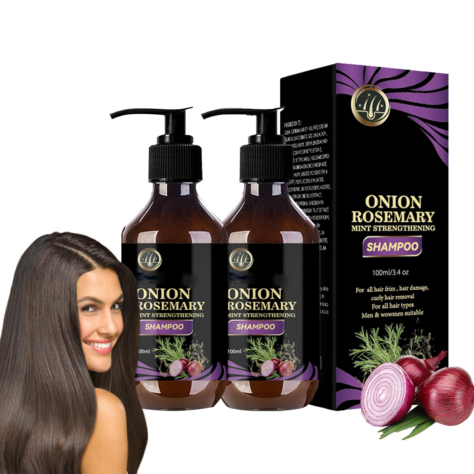 Biotin, Rosemary and Onion Shampoo and Conditioner Set for Stronger, Thicker and Longer Hair - Targets Hair Loss and Thinning (2 PCS)