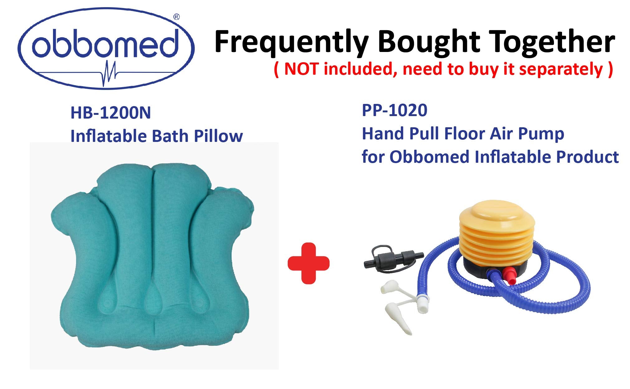 ObboMed HB-1200 Inflatable Bath Back Pillow - Terry Cloth