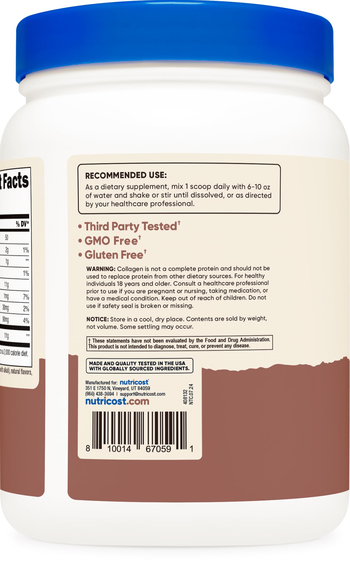 Nutricost Grass-Fed Collagen Powder 1LB (454 G) (Chocolate) - Grass Fed Bovine Collagen Hydrolysate - Collagen Peptides