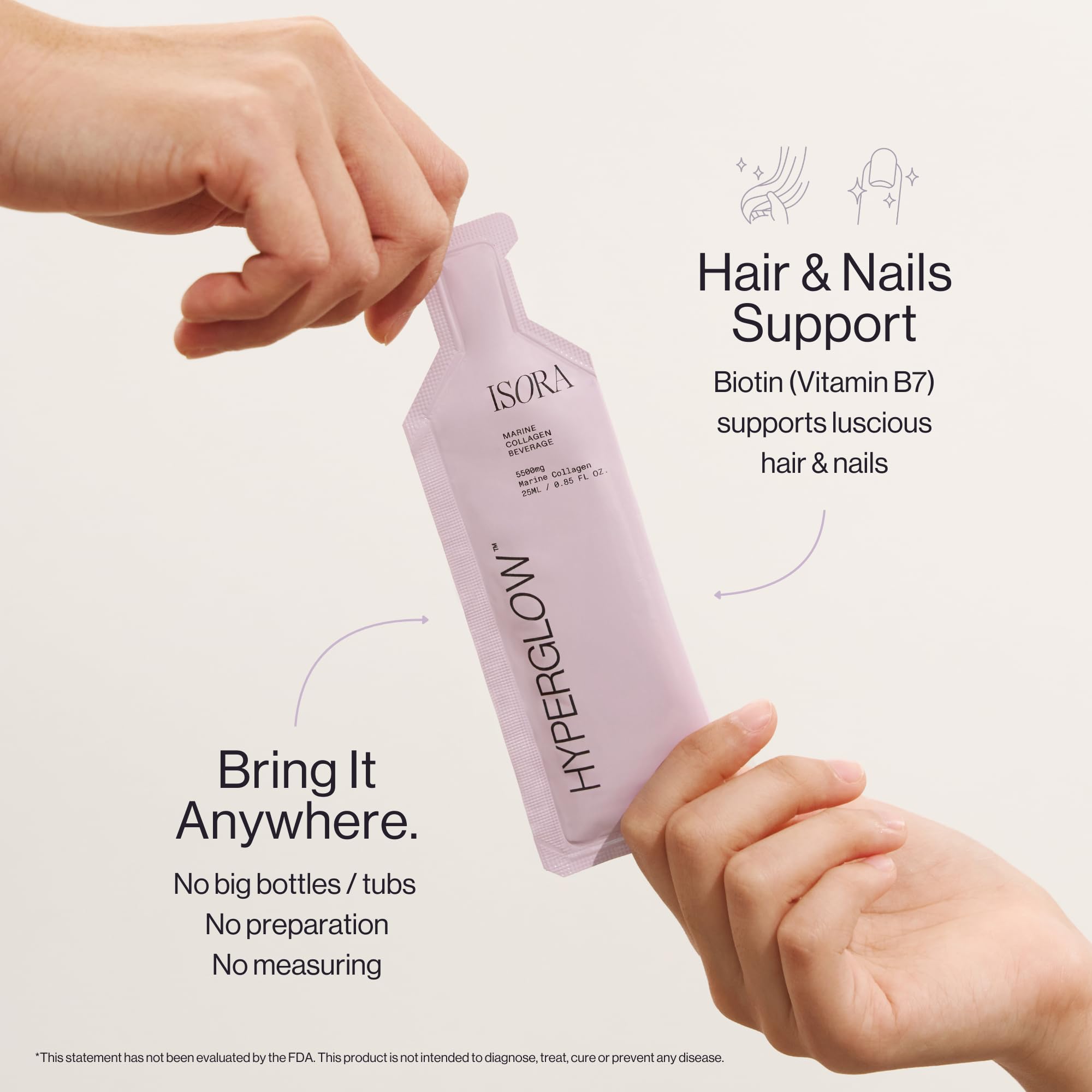 Isora HyperGlow Liquid Collagen Shots (15 Pack, Mixed Berries) - 5500mg Korean Marine Collagen Drink with Biotin, Beauty Drink for Skin, Hair, Nails in Travel Packets to Go with Real Juice