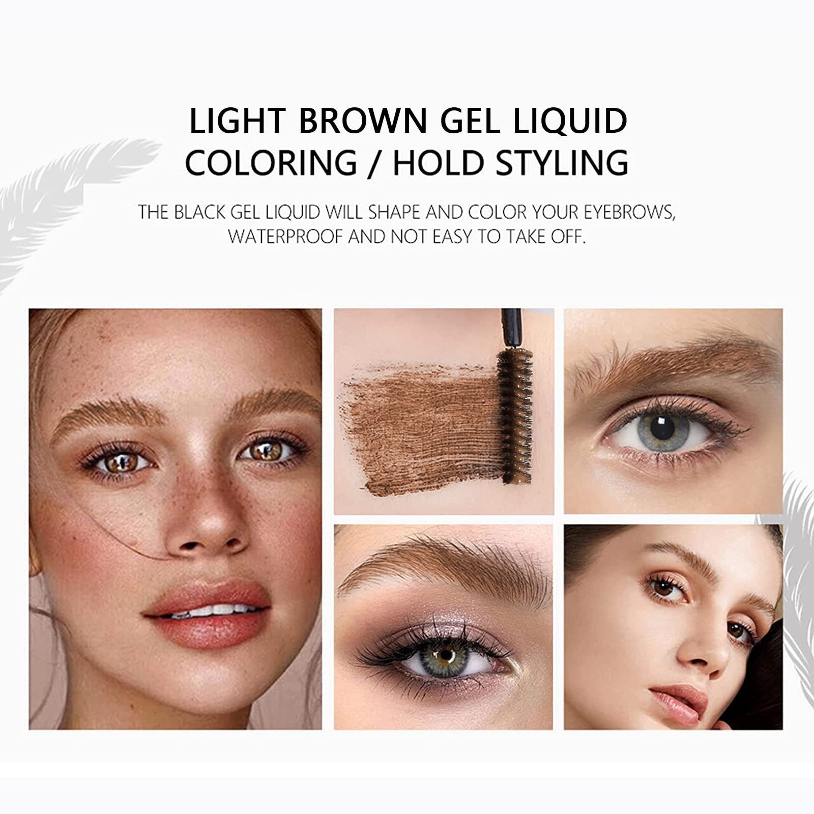 DAGEDA 2Pcs Light Brown Brow Gel, Eyebrow Setting Gel, Waterproof and Sweat-Proof, Eyebrow Repair Liquid for Brows Styling 1.81oz