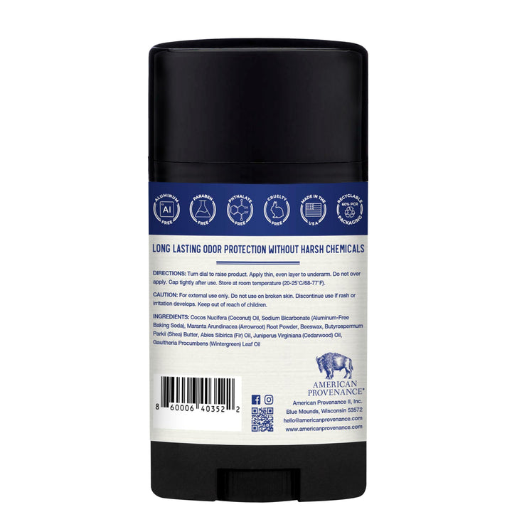 American Provenance Natural Mens Deodorant, Firepits & Flannels, 2.75 oz/75 gr