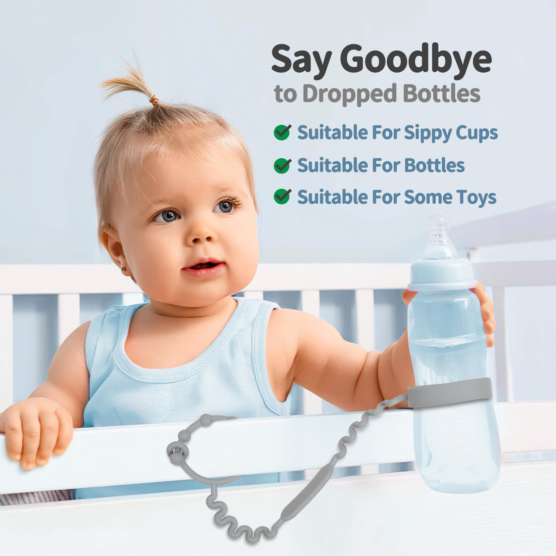 Toy Straps for Baby, Pacifier Holder Clip with Self-Adjusting Bayonet, Pure Silicone Material Without BPA; Can Be Used for Teethers, Feeding Bottles, Toys, Baby Cribs, High Chairs(5PS)