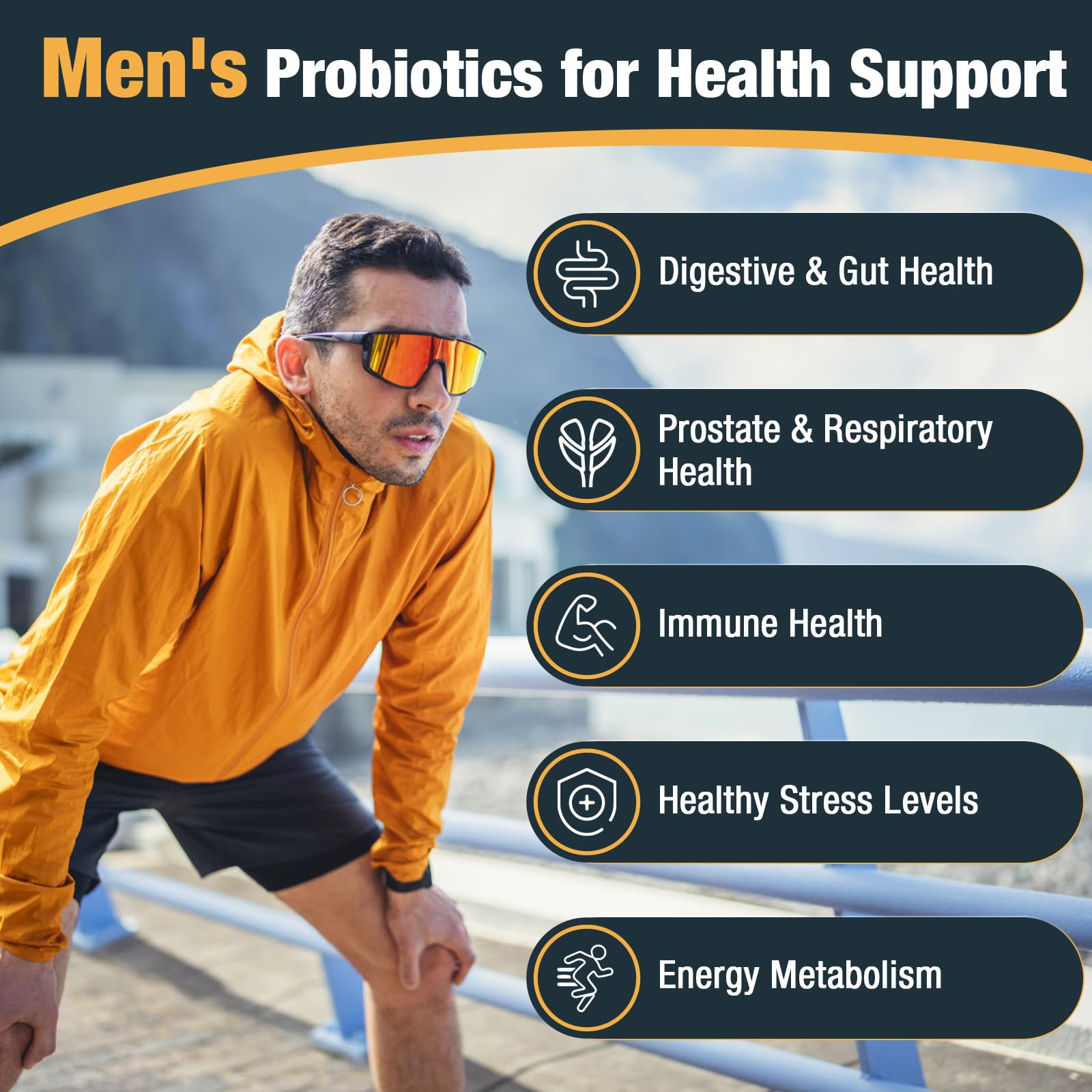 Probiotics for Men, 500 Billion CFUs & 12 Strains, Men's Probiotic with Turmeric, Cranberry, Goji, Pro Biotics Mens for Overall Digestive, Immune Health, Stomach, Gut & Bloating, 30-Days Supply
