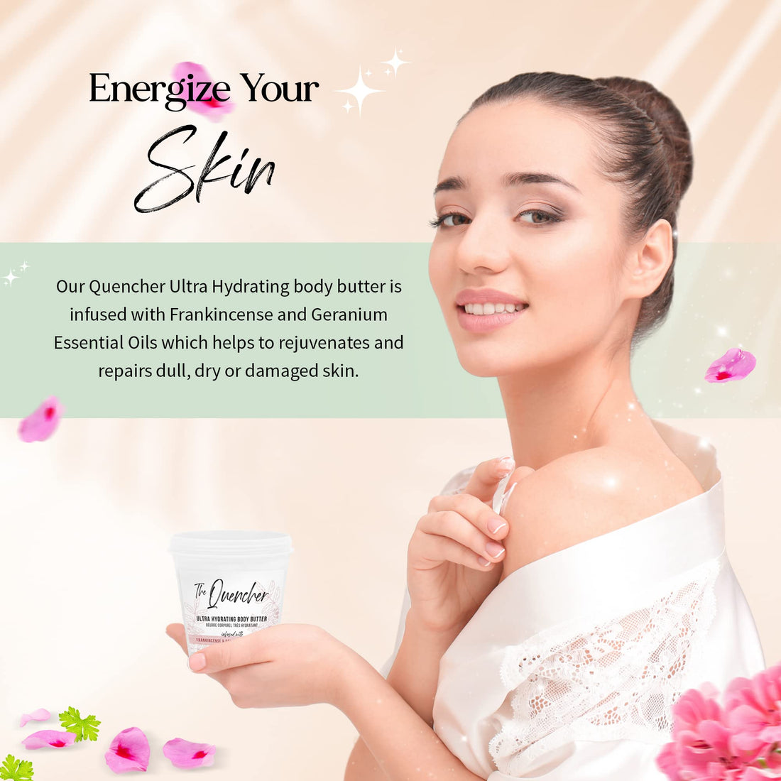 Naturally Vain The Quencher Ultra Hydrating Body Butter, Body Lotion, Moisturizing Lotion, Dry Skin, Shea Butter, Geranium Essential Oil, Frankincense Essential Oil, Hydrating