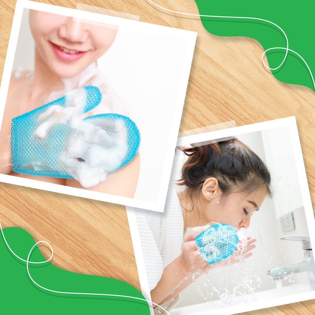 Karenhi Honeycomb Exfoliating Scrubber Set, Face and Body Scrubber Include Bath Mitt Honeycomb Exfoliating Glove for Body Shower, Face Exfoliator Sponge, Quick Drying(Blue)