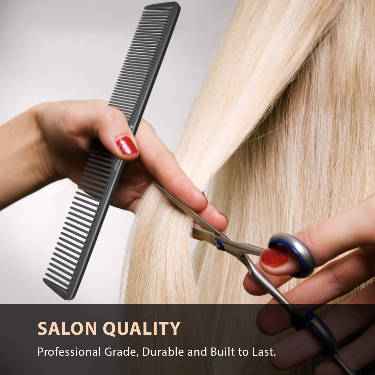 Styling Comb (5 Pack) - Professional 8.75ââ‚¬ Black Carbon Fiber Anti Static Chemical and Heat Resistant Hair Combs for All Hair Types for Men and Women - by Bardeau Essentials