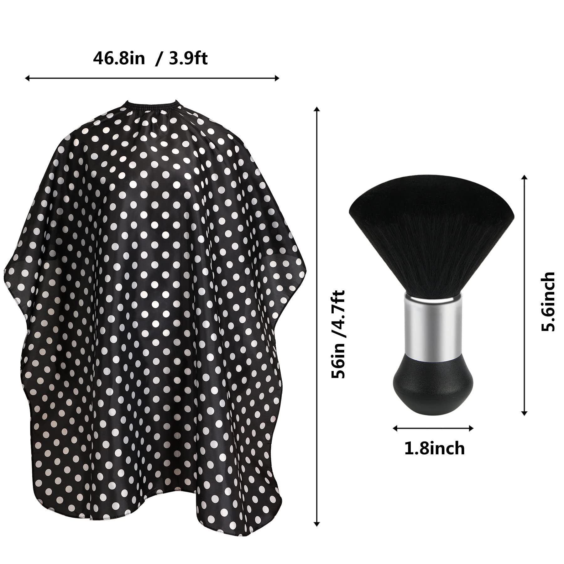 Barber Cape Waterproof Professional Hair Cutting Cape Neck Duster Brush for Haircut Black and White Dots Salon Beard Hairdressing Kits 46.8 × 56 Inches