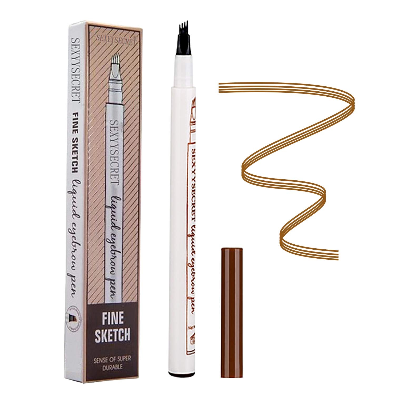 DEVIMIC Eyebrow Tattoo Pen, Microblading Eyebrow Pencil, with a Micro-Fork Tip Applicator, Create Natural Looking Eyebrows, Easy to Use and Stays All Day (Brown)