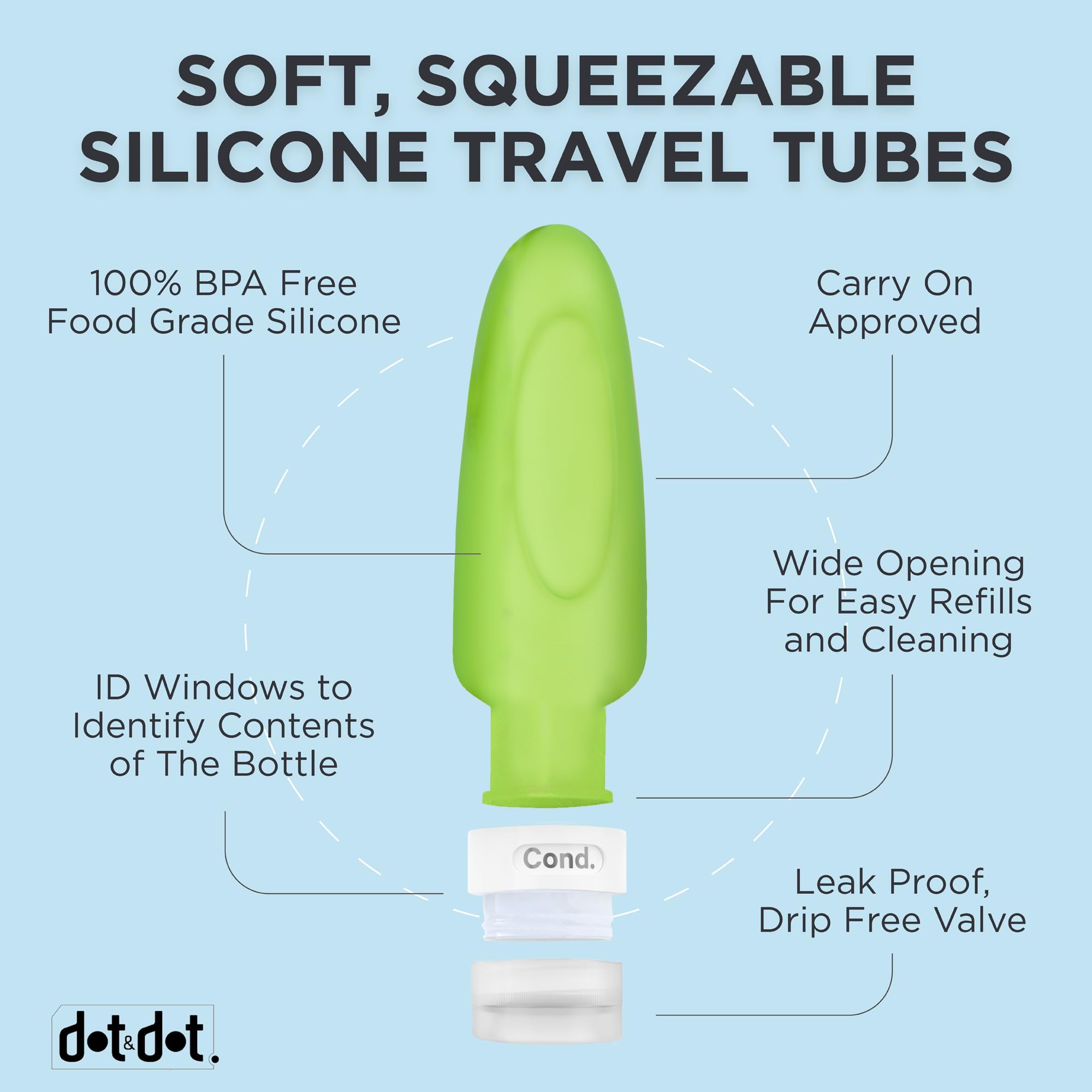 4 Leak Proof Travel Bottles - 3 oz Travel Containers for Travel Size Toiletries with TSA Quart Bag