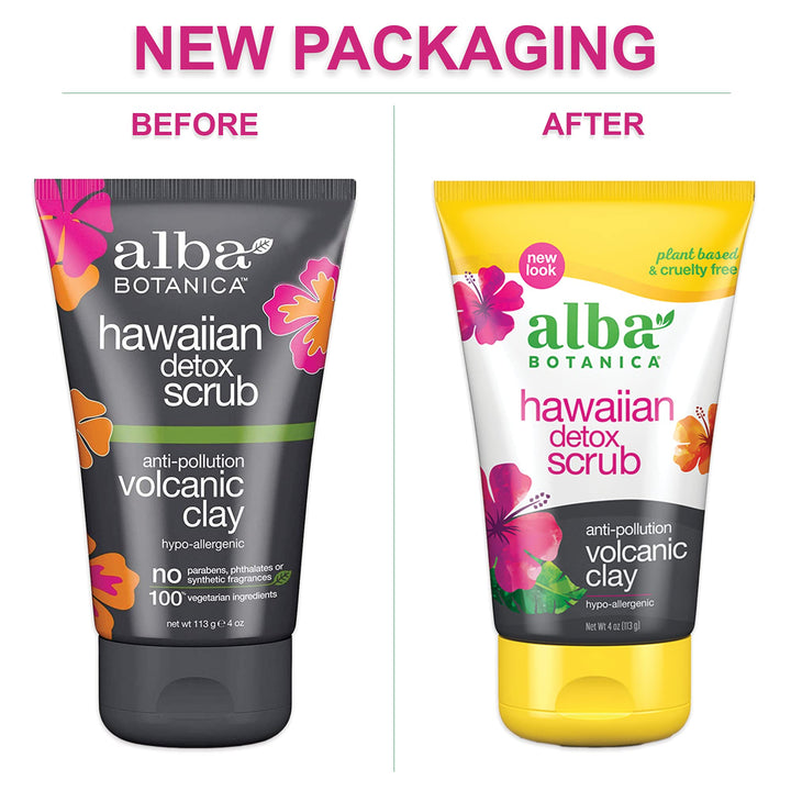 Alba Botanica Hawaiian Detox Scrub, Anti-Pollution Volcanic Clay, 4 Ounce