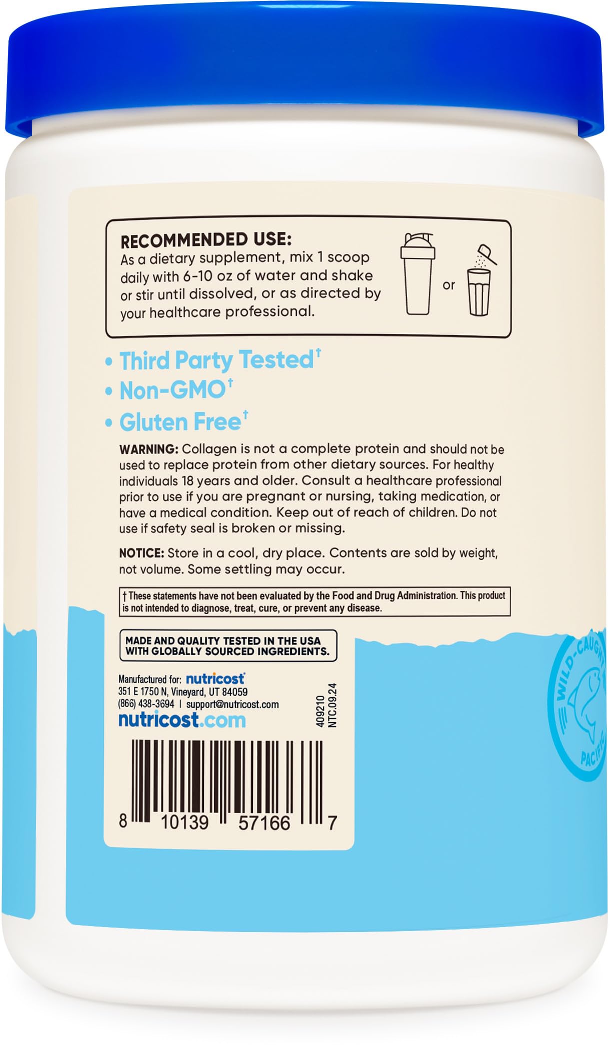 Nutricost Marine Collagen Powder Wild Caught Fish (8 oz) - 23 Servings, 10 G Protein Per Serving, Alaskan Wild-Caught