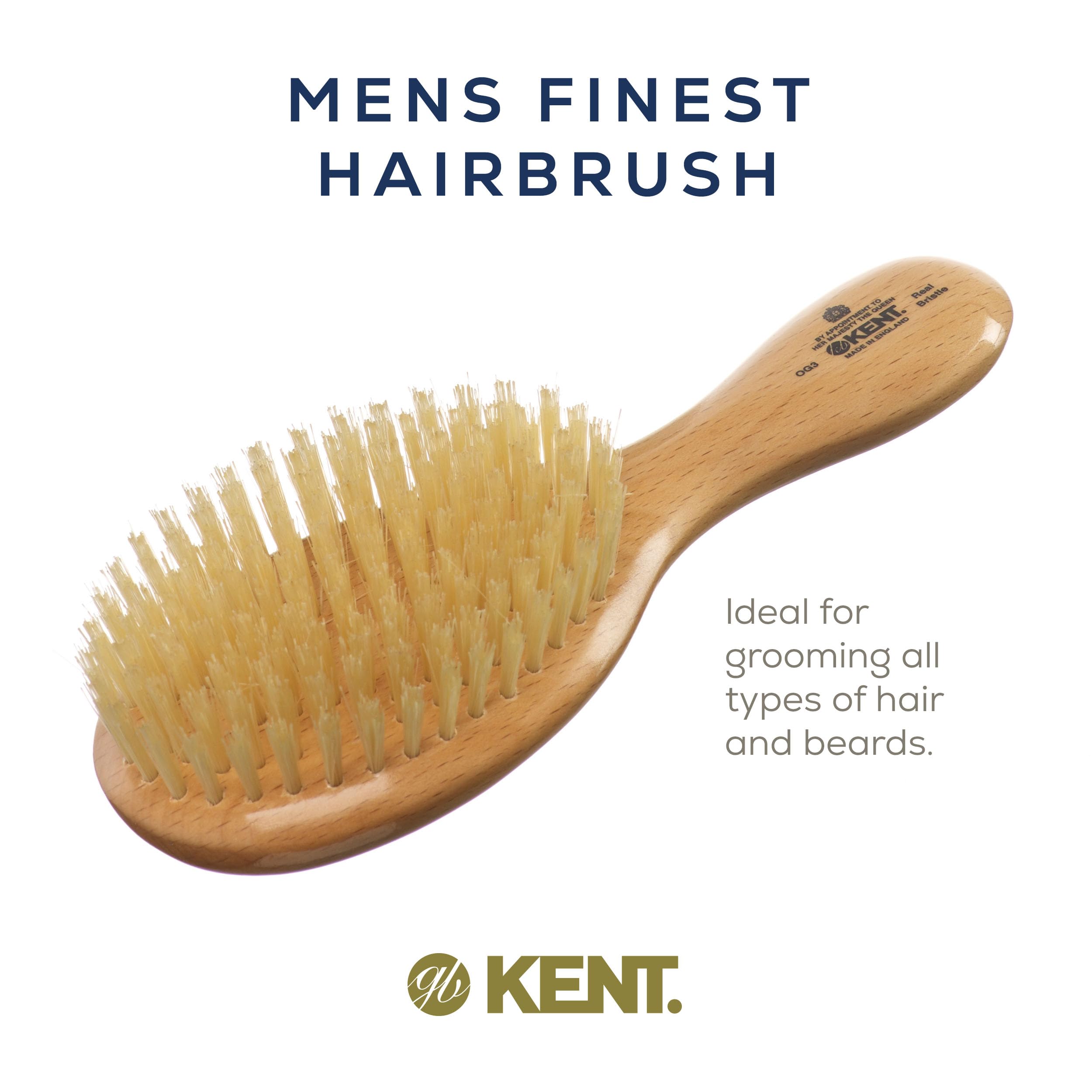 Kent Og3 Oval Beechwood Pure White Pure Bristle Luxury Club Brush