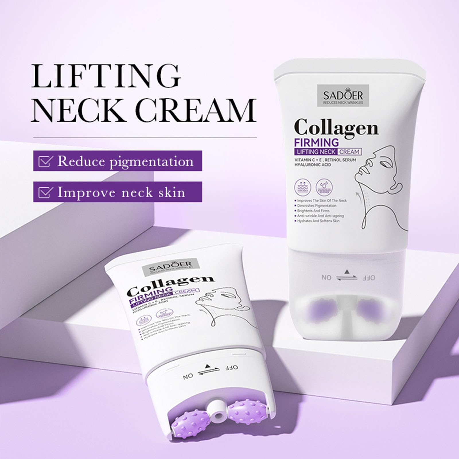 Neck Cream,Neck Creams for Firming Roller,Neck Creams for Tightening Best for Older Women,Relieve Edema In The Neck,Reduce Wrinkles Fine Lines and Double Chin,Firm and Lift Sagging Skin,(1PCS)