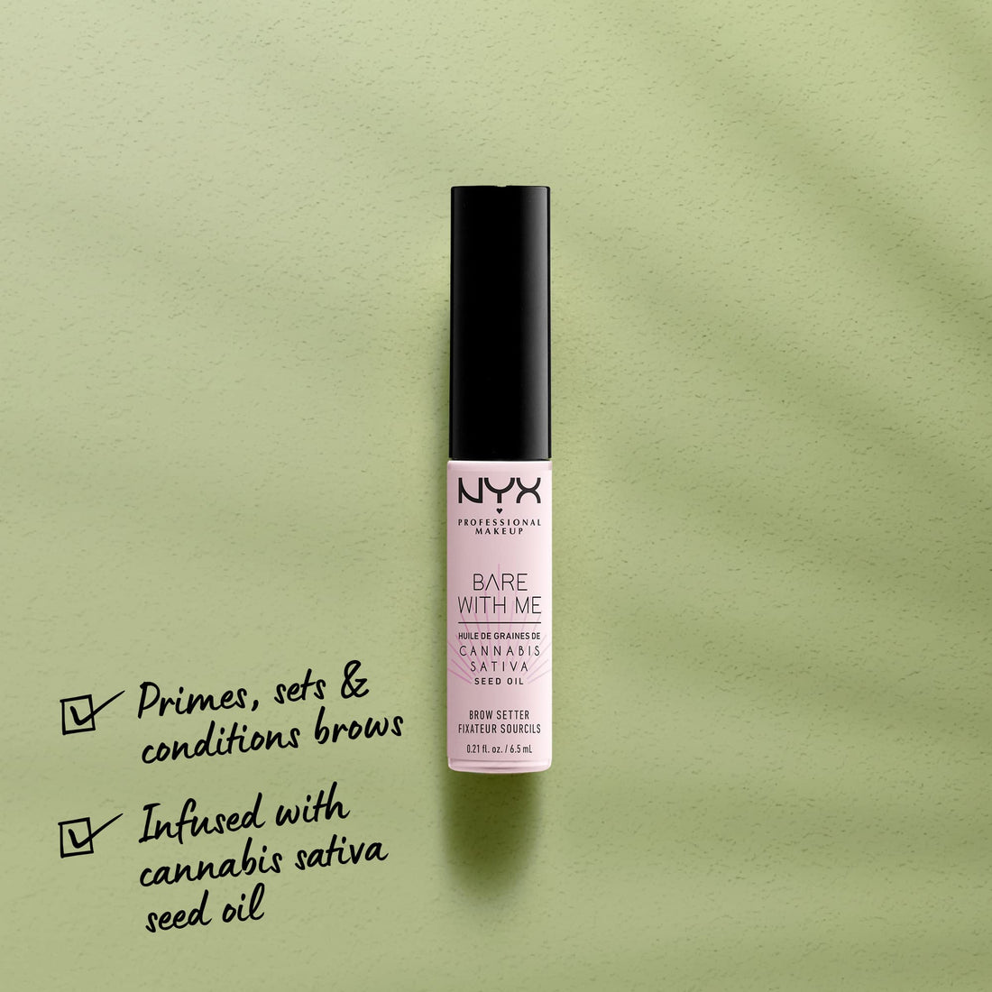 NYX PROFESSIONAL MAKEUP Bare With Me Cannabis Sativa Seed Oil Brow Setter, Eyebrow Gel