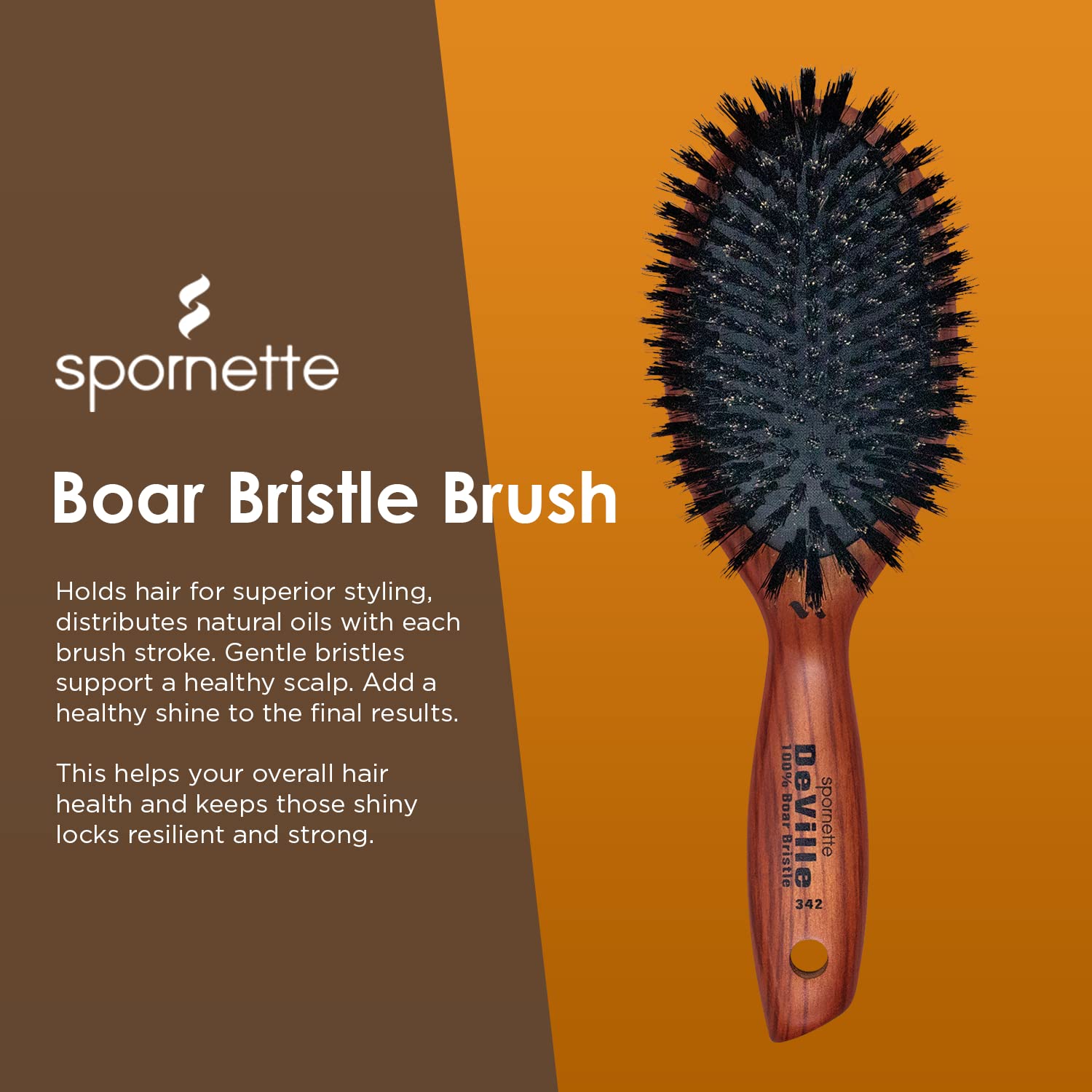 Spornette Deville 100% Boar Bristle Oval Cushion Brush
