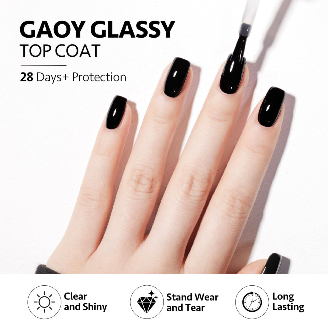 GAOY 2 Pcs 16ml No Wipe Gel Top Coat, Glassy Clear Gel Top Coat, High Gloss Finish for UV Light Cure Nail Polish