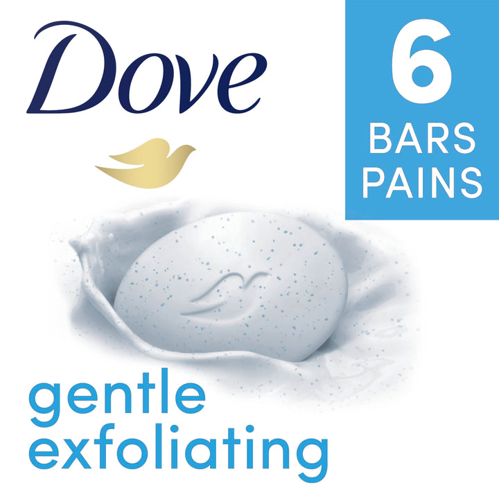 Dove Beauty Bar for Softer and Smoother Skin Gentle Exfoliating More Moisturizing Than Bar Soap 3.75 oz, 6 Bars