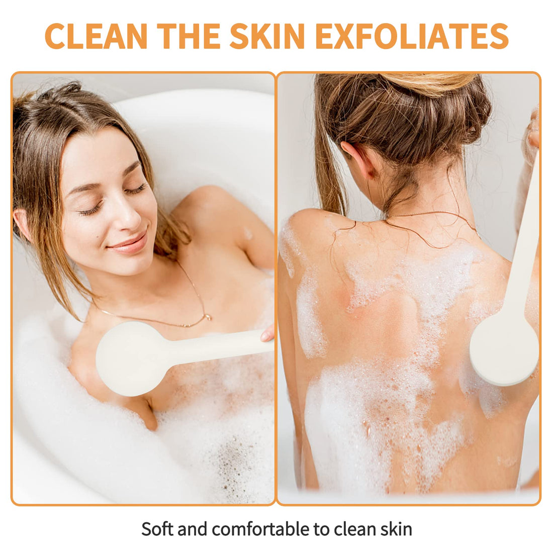 Shower Brush with Soft Bristles, Long Handled Back Bcrubber for Shower,Body Exfoliator for Bath or Dry Brushing, for Men Women Elderly