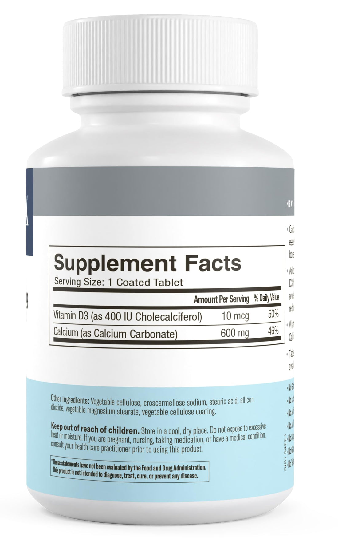 FREEDA Calcium 600 mg with Vitamin D3 400 IU – Essential Bone Support Supplement – Kosher, Gluten-Free, Easy-to-Swallow Coated Tablets for Women & Men (100 Ct)