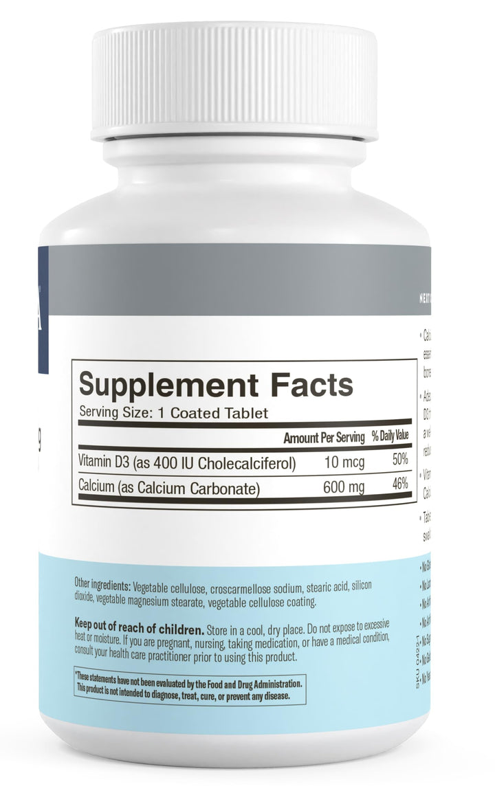 FREEDA Calcium 600 mg with Vitamin D3 400 IU – Essential Bone Support Supplement – Kosher, Gluten-Free, Easy-to-Swallow Coated Tablets for Women & Men (100 Ct)