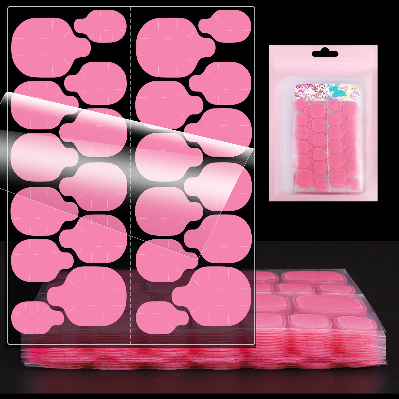 Nail Adhesive Tabs for Press On Nails, Ultra-Strong & Waterproof Nail Stickers for Fake Nails, Press On Nail Glue Tabs Sticky Nail Tabs, 360pcs Double-Sided Jelly Nail Sticky Tabs- 15 Sheets XS/S
