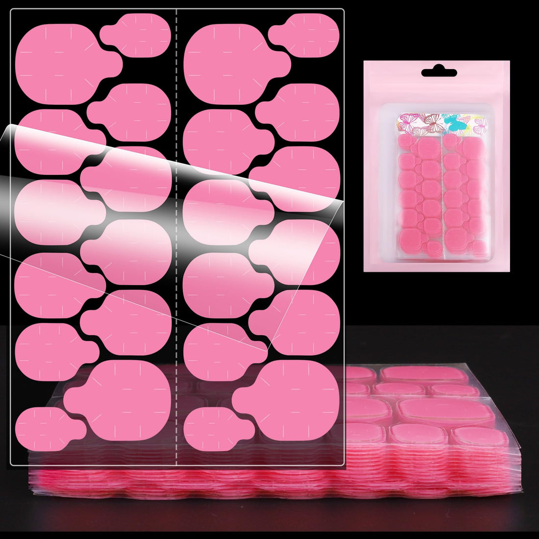 Nail Adhesive Tabs for Press On Nails, Ultra-Strong & Waterproof Nail Stickers for Fake Nails, Press On Nail Glue Tabs Sticky Nail Tabs, 360pcs Double-Sided Jelly Nail Sticky Tabs- 15 Sheets XS/S