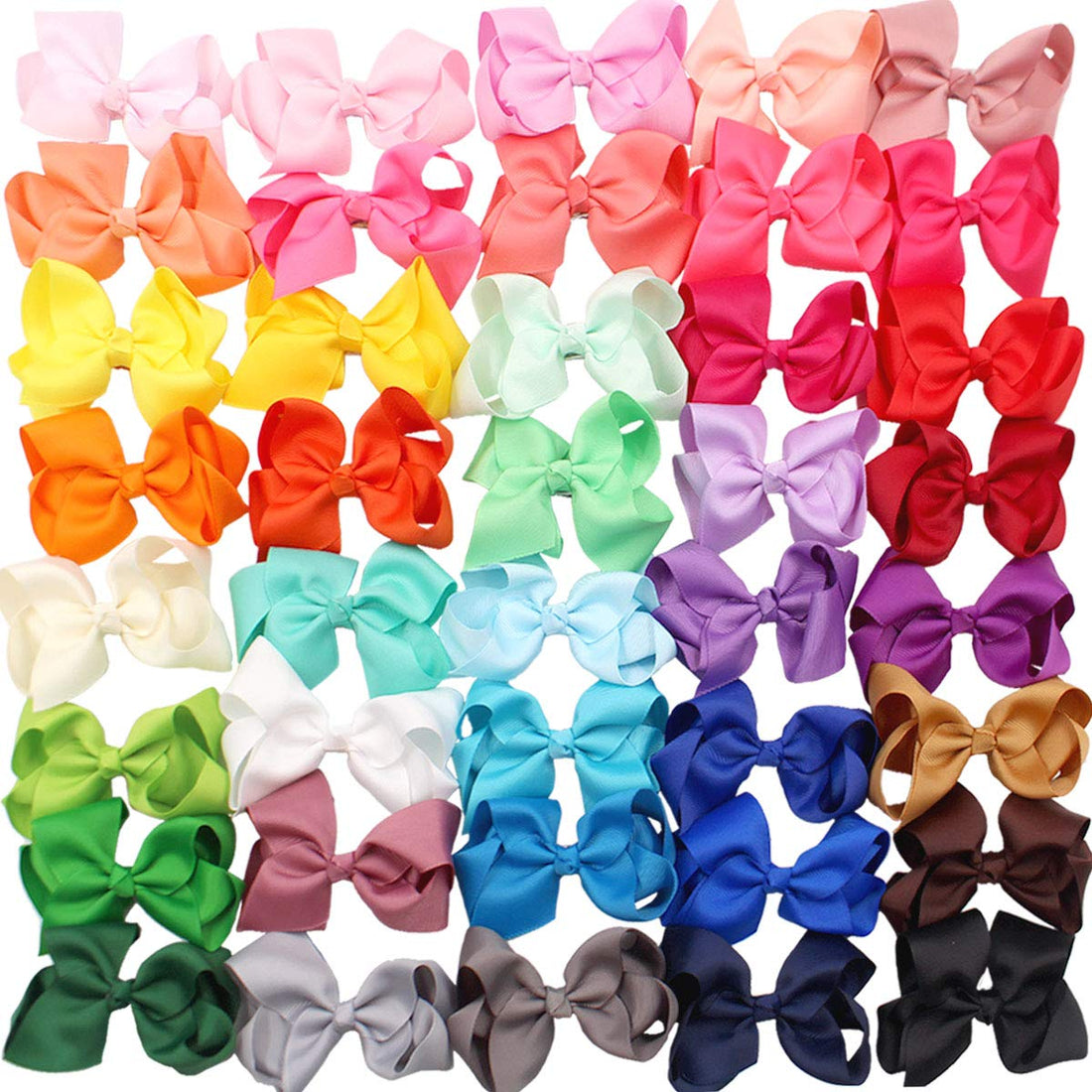 JOYOYO 40Pcs 4.5 Hair Bows Alligator Clips Grosgrain Ribbon Big Bows Clips For Girls Toddlers Kids Children