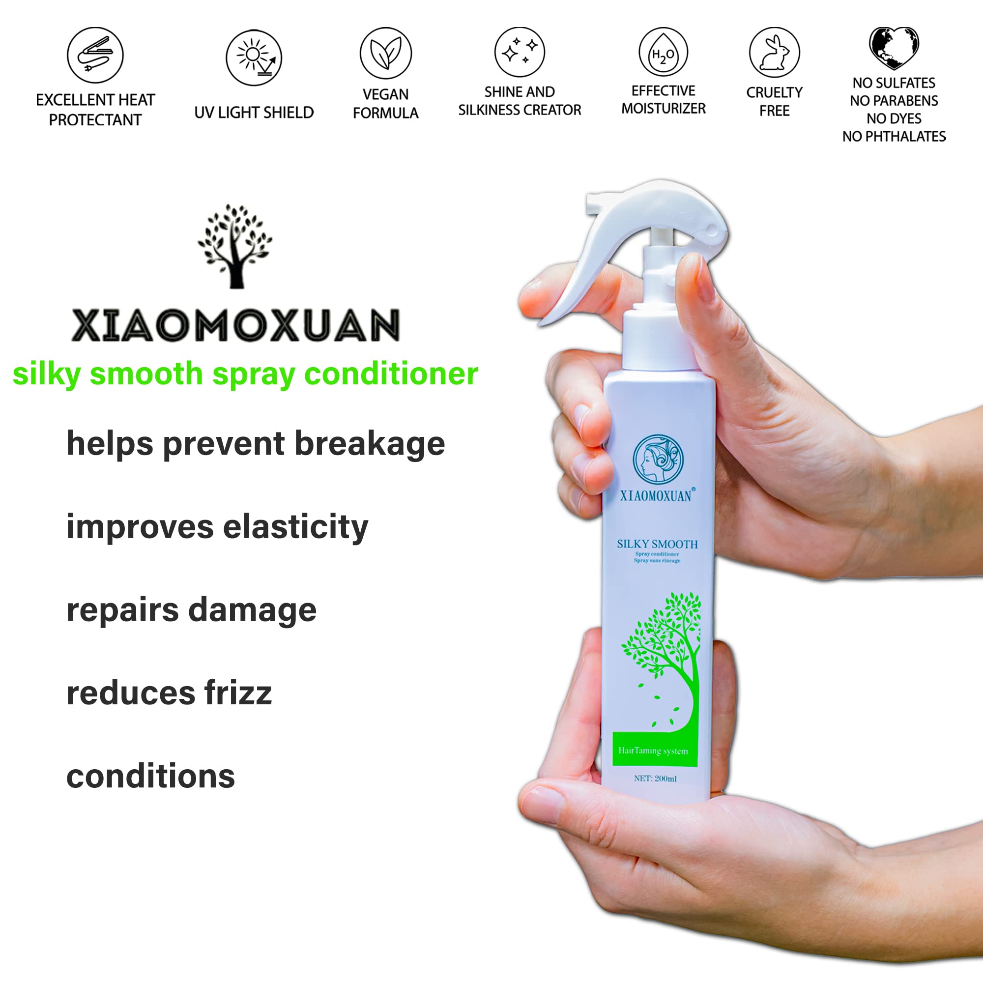 Xiaomoxuan Natural Tea Tree Leave-In Conditioner for Men and Women - Deep Conditioning Spray for Dry Hair Treatment - Hair Detangler Spray - Acondicionador para Cabello Maltratado