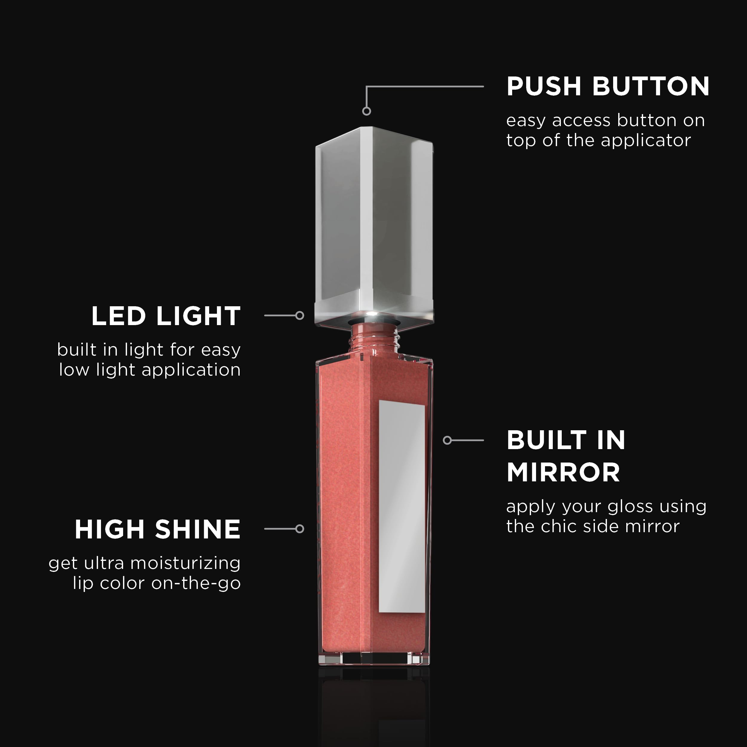 The Lano Company Light Up Push Button Lip Gloss, Coral, 0.3 Fluid Ounce