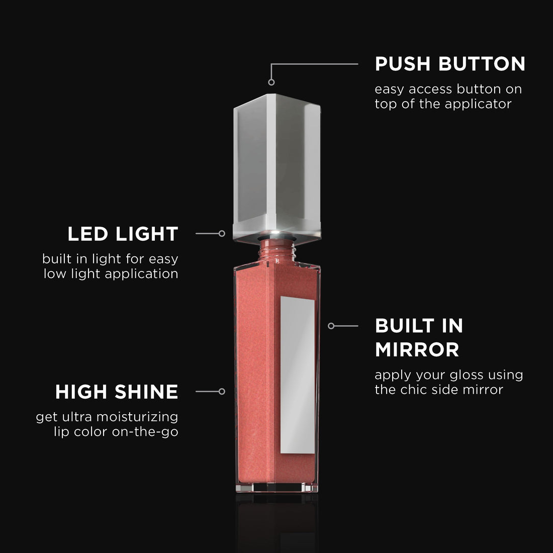 The Lano Company Light Up Push Button Lip Gloss, Coral, 0.3 Fluid Ounce