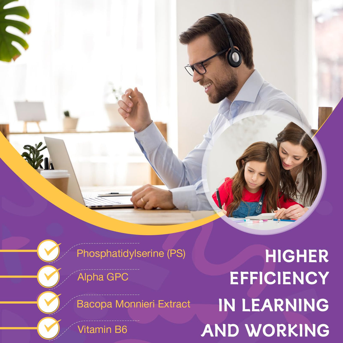 Phosphatidylserine Supplement 600mg, Alpha Brain Gummies for Memory, Cognitive, Focus and Concentration - Phosphatidylserine Memory Supplement with B6 & B12, Bacopa Monnieri and Folic Acid - 120 Count