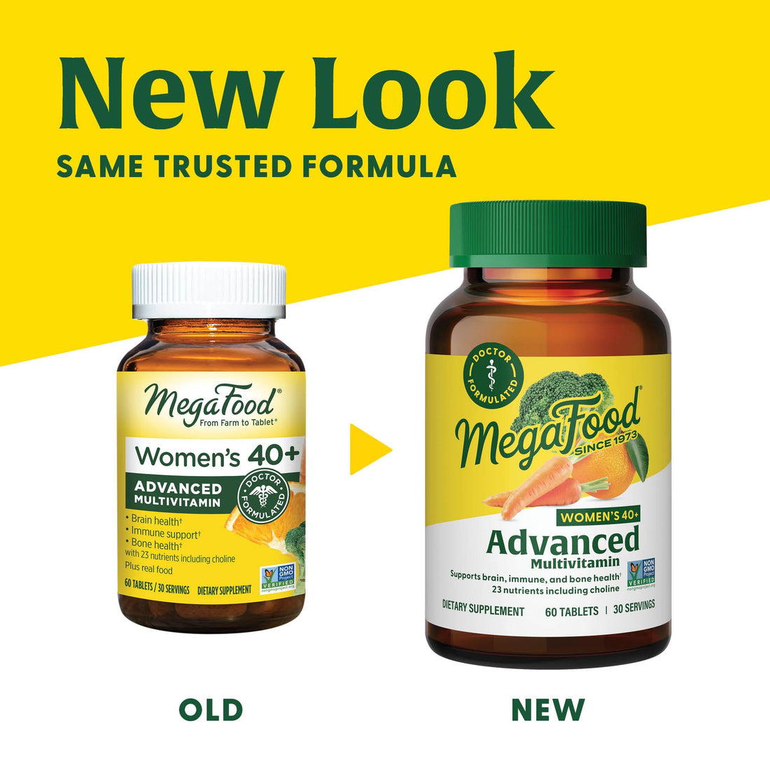 MegaFood Women's 40+ Advanced Multivitamin for Women - Dr Formulated - Vitamin B, Vitamin D3, Vitamin K2 & Choline - Energy Metabolism; Brain Health & Bone Health - Vegetarian - 60 Tabs (30 servings)