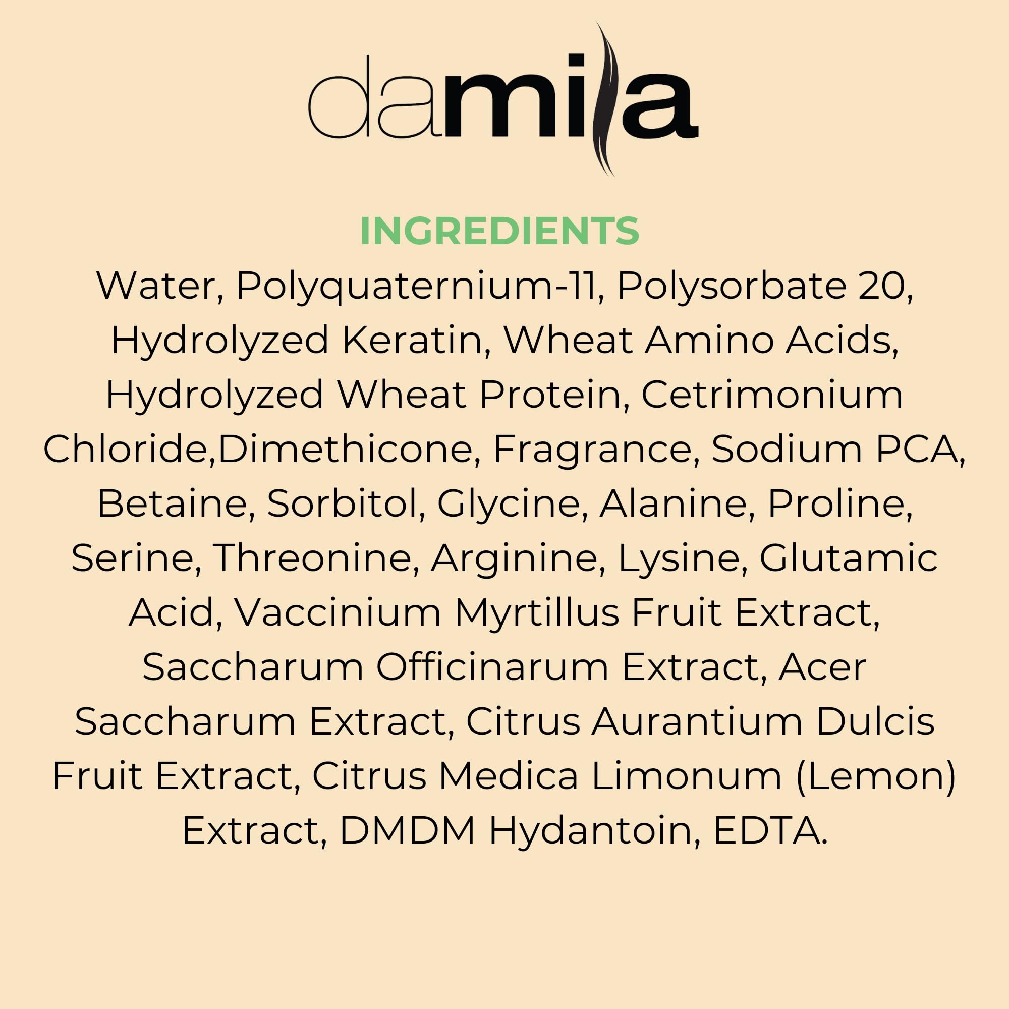 damila Keratin Leave In Conditioner Spray for Fine, Dry, Damaged and Curly Hair - Detangles and Protects Against Heat - Extends Your Keratin Treatment - Sulfate and Paraben Free