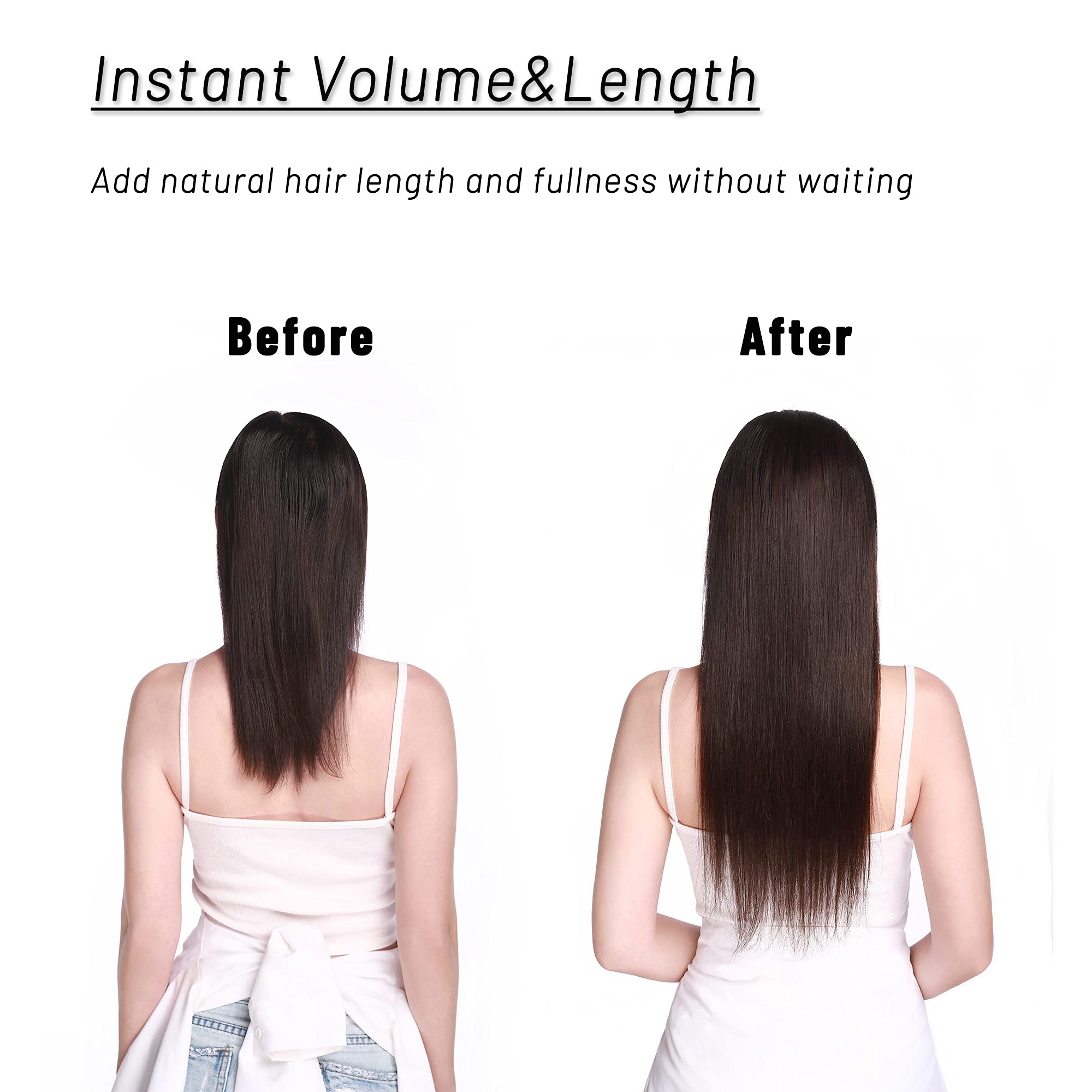 S-noilite Clip in Human Hair Extension 8Inch 18 Clips Short Clip in Hairpieces 45g 8 Pieces Thin Remy Hair For Women With Thin Hair Add Hair Volume Dark Brown