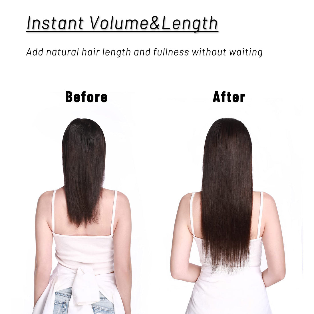 S-noilite Clip in Human Hair Extension 8Inch 18 Clips Short Clip in Hairpieces 45g 8 Pieces Thin Remy Hair For Women With Thin Hair Add Hair Volume Dark Brown