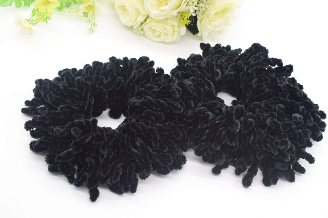 AUEAR, 2 Pack Volumising Scrunchie Big Hair Tie Ring Hijab Volumizer Khaleeji Hair Scrunchie (Black)