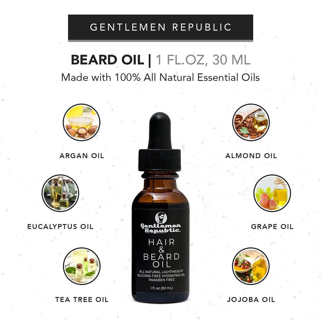 Moisturizing Beard Oil : Gentlemen Republic Genuine Grooming 1 oz Beard Oil Made w/ 100% Essential Oils
