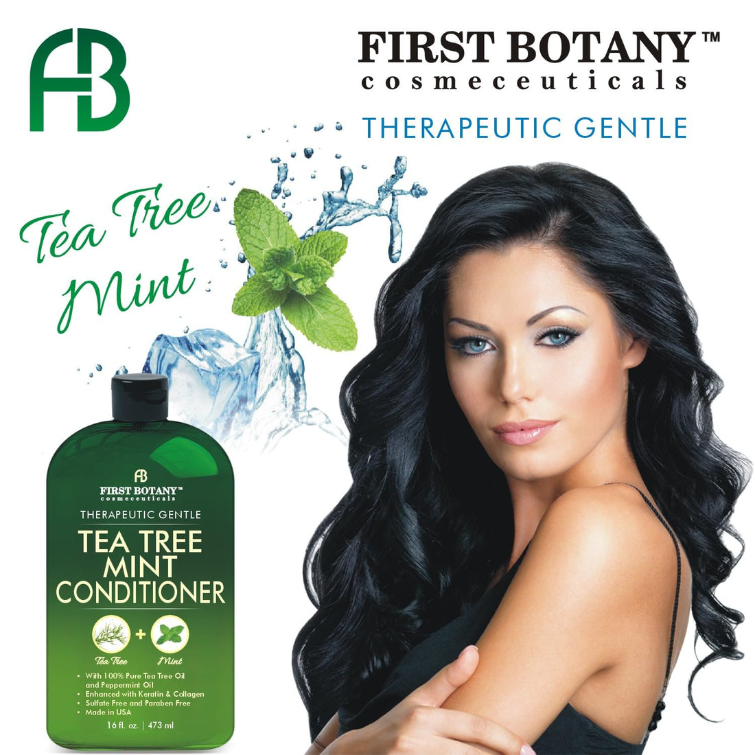 First Botany, Tea Tree Oil Conditioner 16 fl oz - Anti Dandruff Natural Oil conditioner For Dry Itchy & Flaky Scalp - Sulfate Free Paraben Free Cleanser - Prevents Head Lice & Thinning